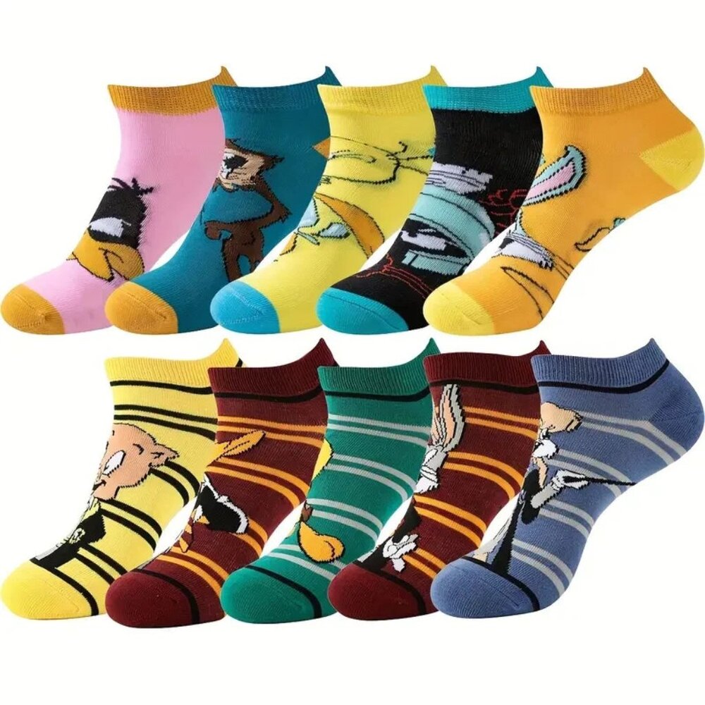 Unisex Cartoon Animal Print Cute Funny Socks Size 7-10 Mixed Color New in Bag